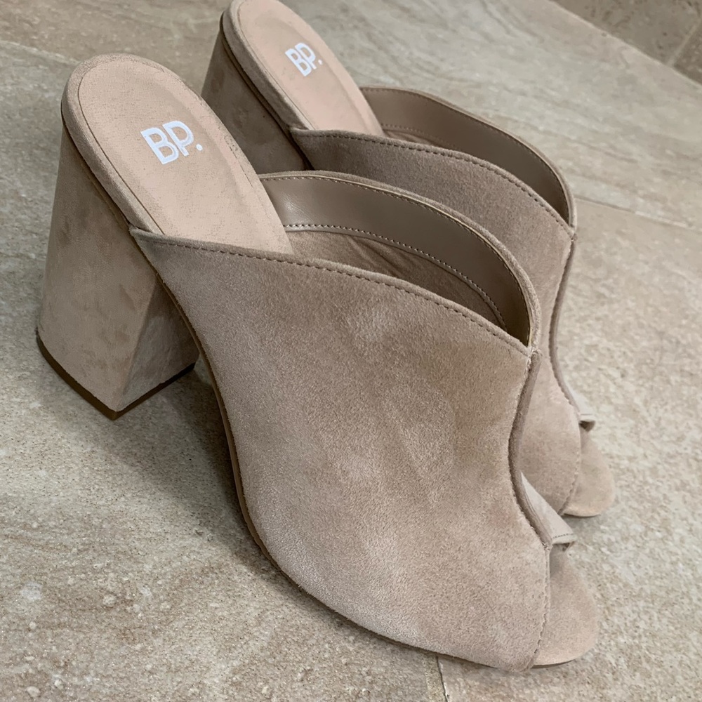 Suede BP Block Heels